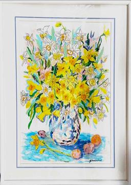 Framed Art Flower DAFFODIL BOUQUET by Genevieve Taunis Wexler 29x40