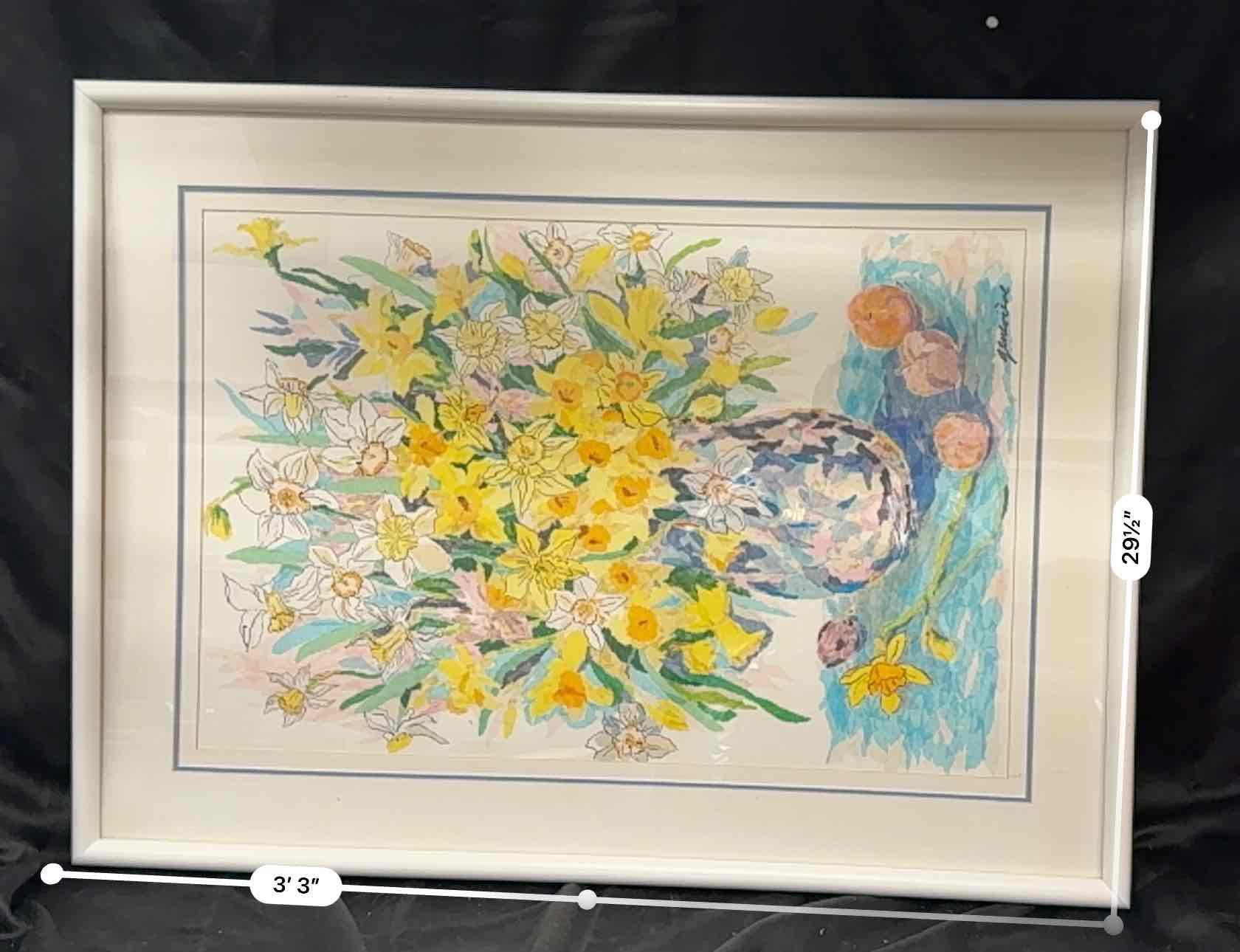 Framed Art Flower DAFFODIL BOUQUET by Genevieve Taunis Wexler 29x40