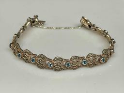 925 Sterling Silver and Topaz Bracelet 24.3g Total