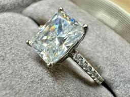S925 Sterling Silver Moissanite Diamond Ring sz6 with GRA Certificate