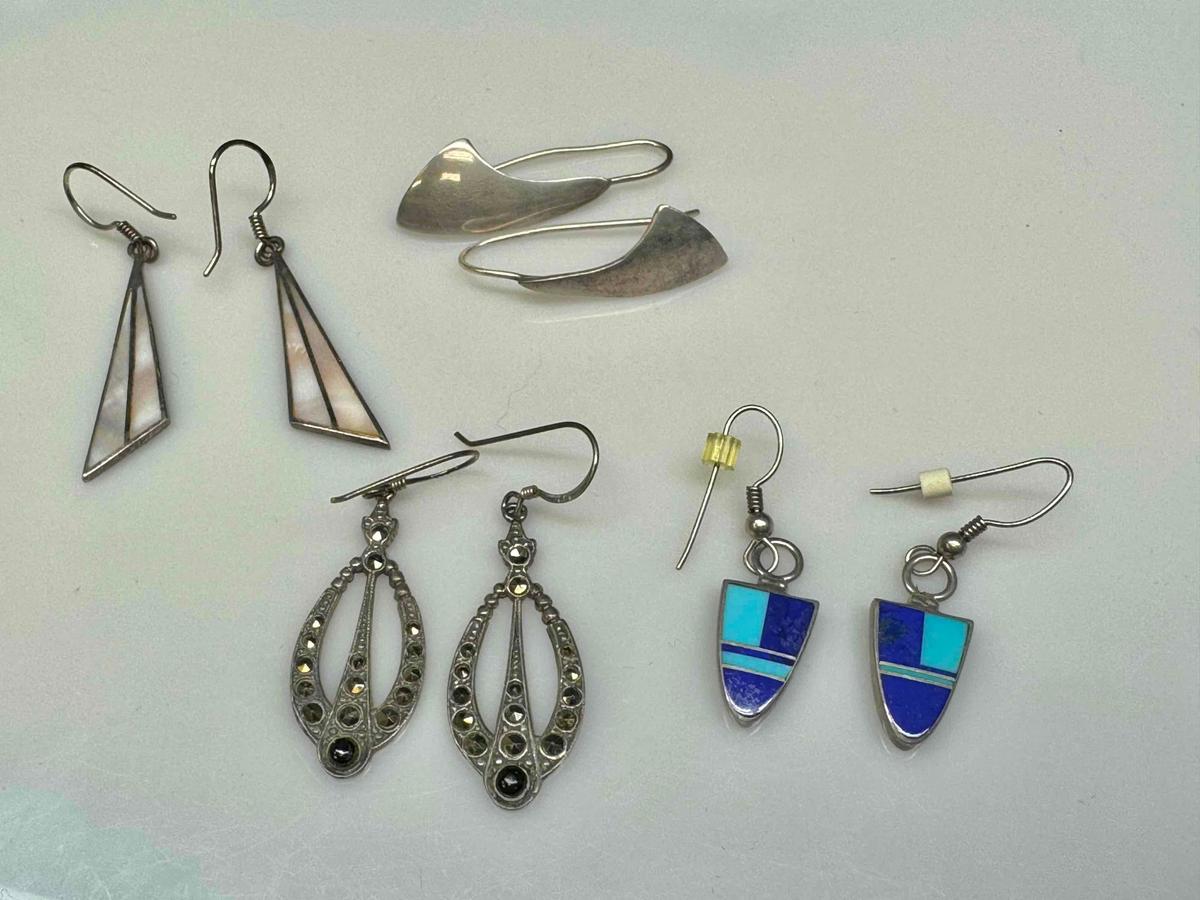 4 Pairs of Vintage 925 Sterling Silver Earrings