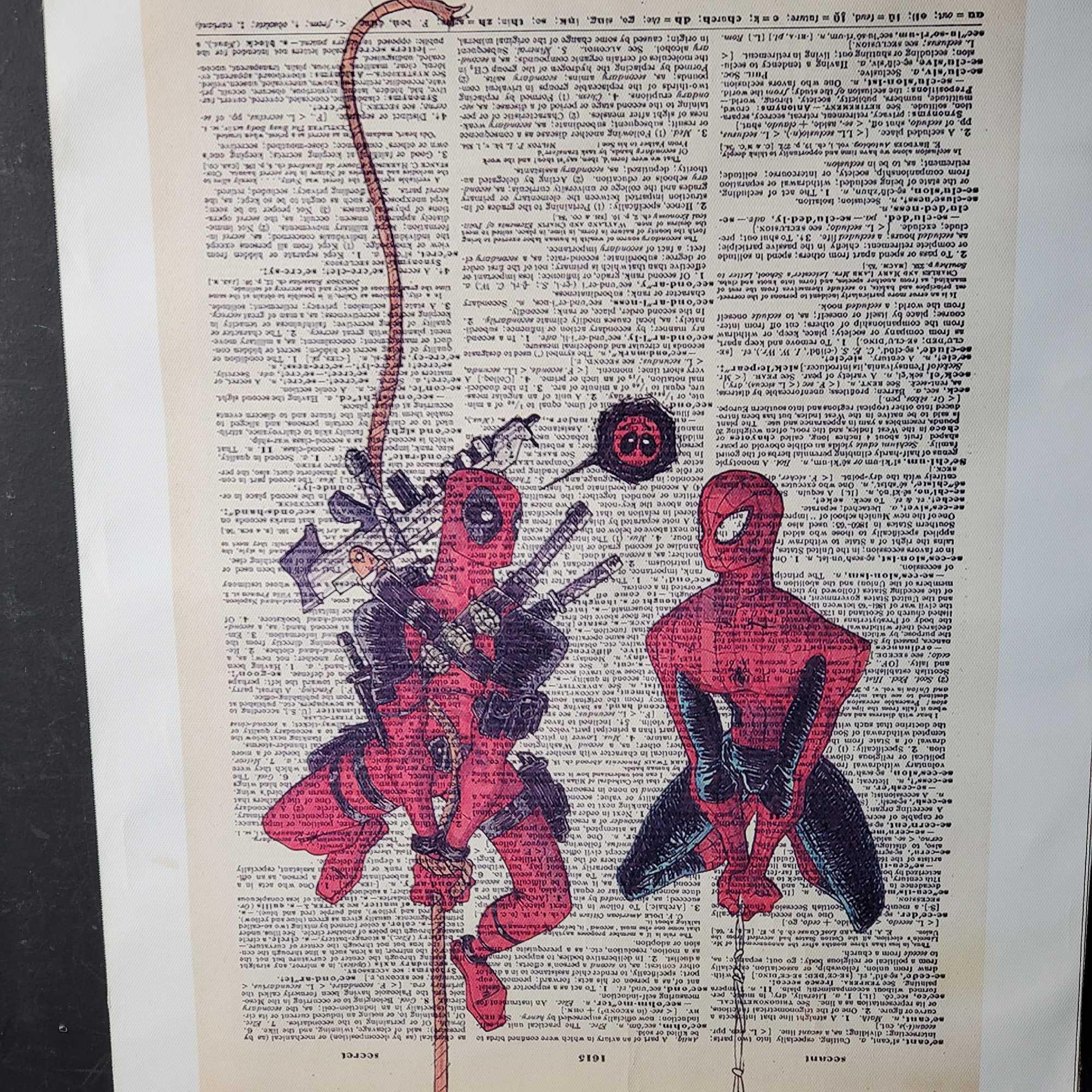 Unique one of a kind spiderman lithograph on canvas