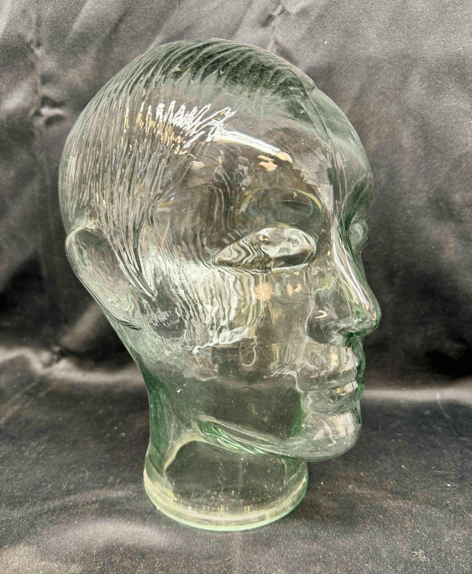 Vintage Life Size Clear Glass Mannequin Head