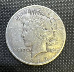 1924 Silver Peace Dollar 90% Silver Coin 0.93 Oz