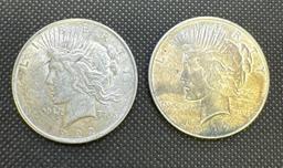 2x 1922 Silver Peace Dollars 90% Silver Coins 1.88 Oz