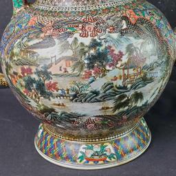 Large Chinese hand painted porcelain teapot 2 Herend Hungary hand painted candle holders floral vase