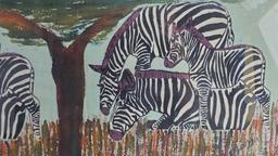 2 Framed artwork prints Zebras Victorian