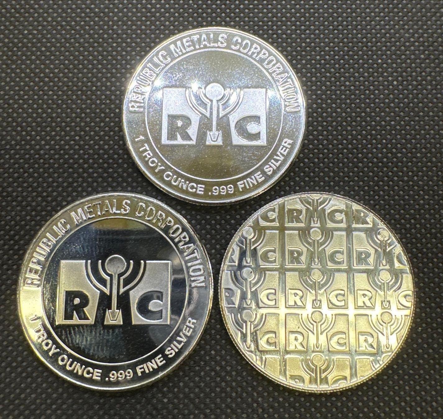 3x RMC 1 Troy Ounce .999 Fine Silver Bullion Coins 3.30 Oz