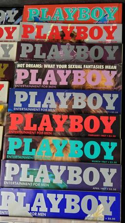 Box of approx. 22 Playboy adult entertainment magazines 1986-1988