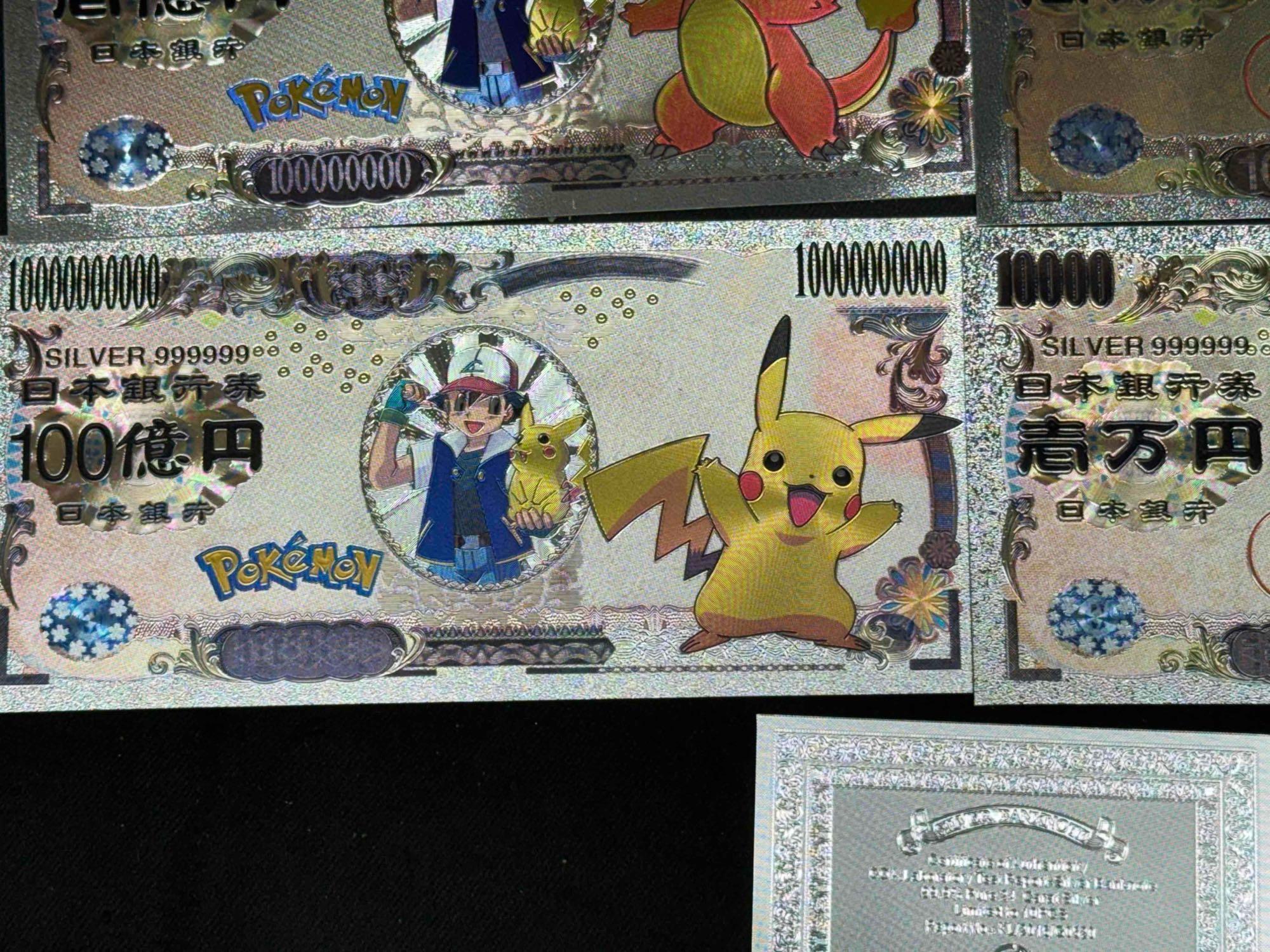 Silver Plated Pokemon Bills Banknotes