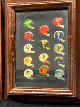 NFL Team Helmet Pins in Framed Display Cases. Chargers, Chiefs, 49ers more