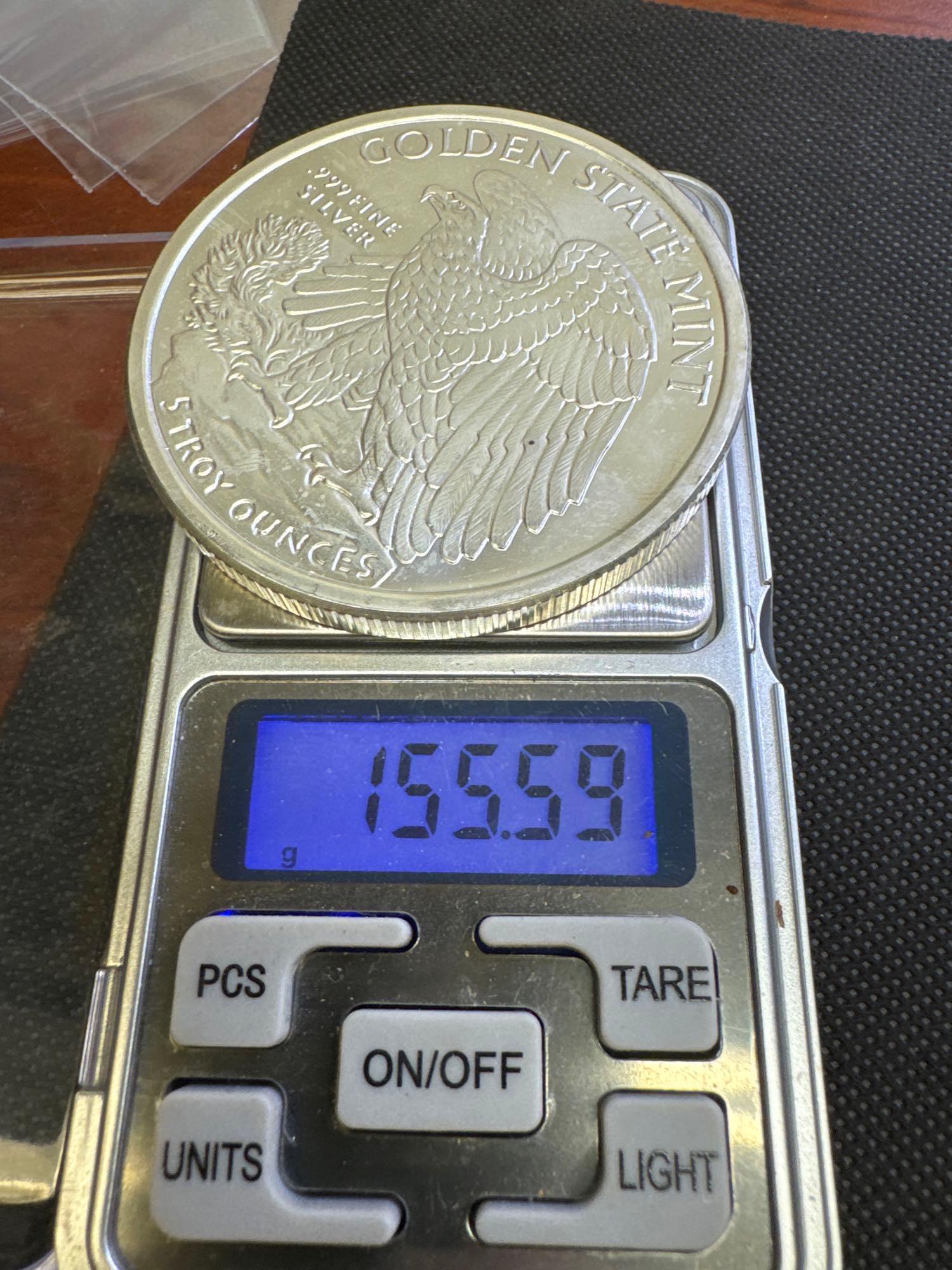 5 Troy Oz .999 Fine Silver American Eagle Walking Liberty Bullion Coin