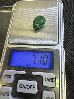 Pear Cut Green Emerald Gemstone 7.10ct