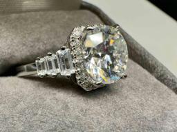 Fancy Moissanite Diamond Ring sz7.5 with GRA Certificate