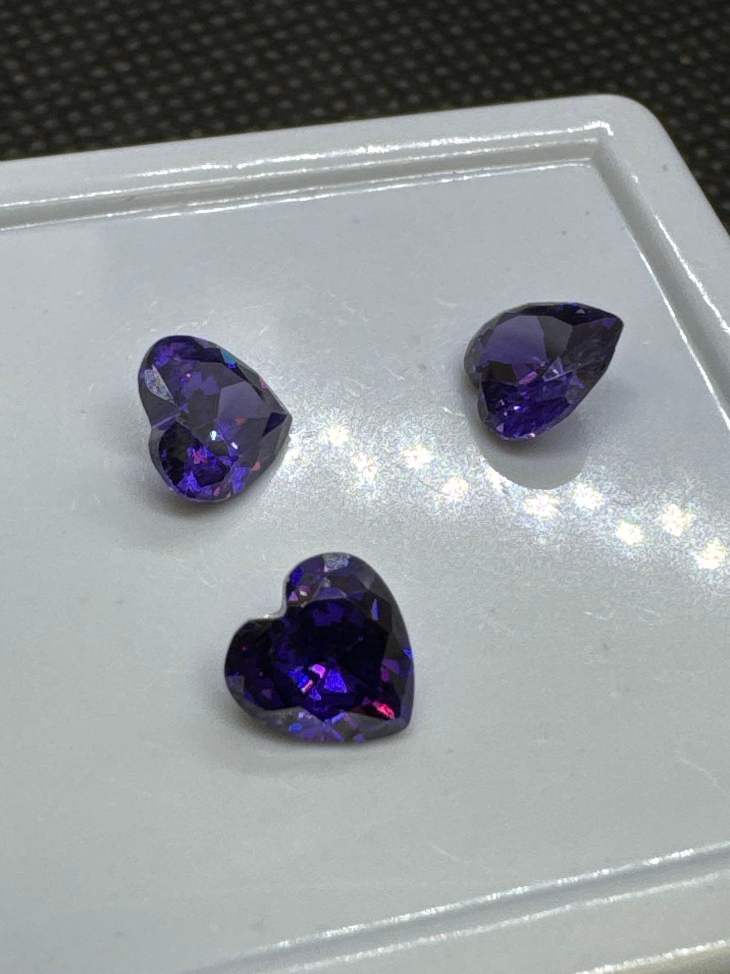 3x Heart Cut Purple Tourmaline Gemstones 3.85 Ct