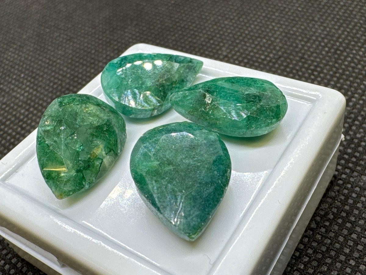 4x Green Pair Cut Emerald Gemstone 31.35 Ct