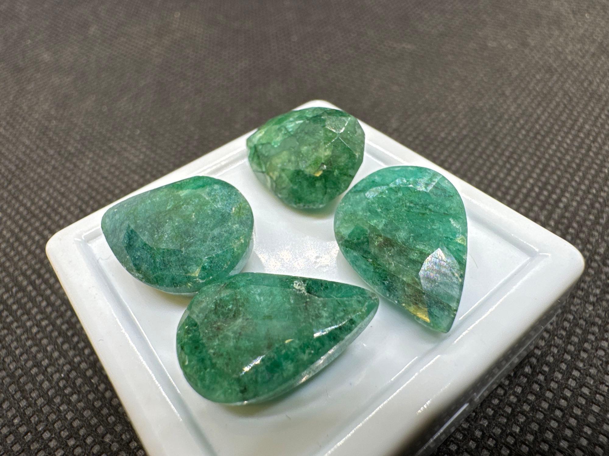 4x Green Pair Cut Emerald Gemstone 31.35 Ct