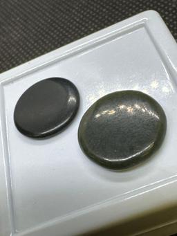 Pair Of Dark Green Jade Cabochon Gemstones 9.85 Ct