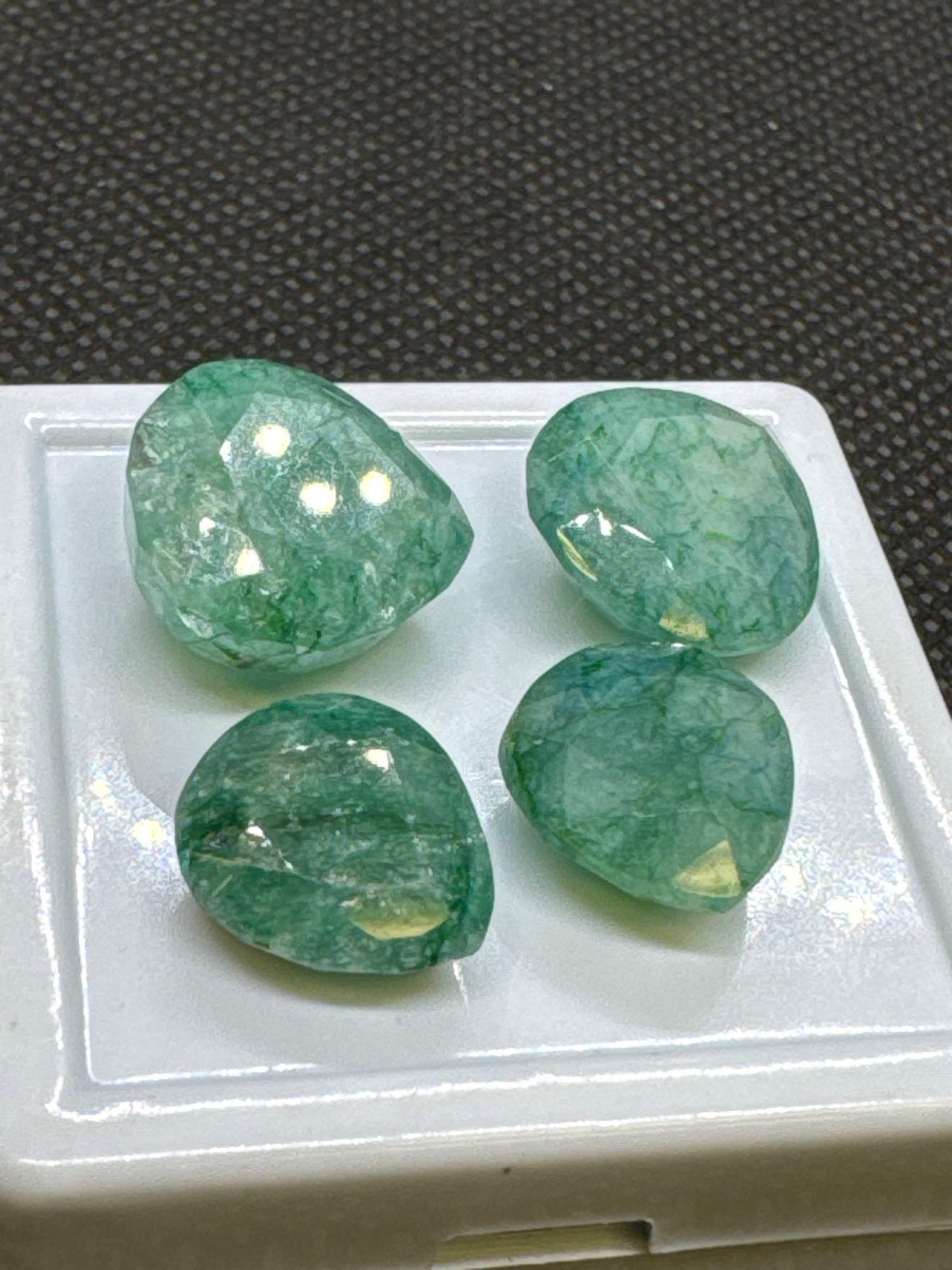 4x Green Pair Cut Emerald Gemstones 28.95Ct