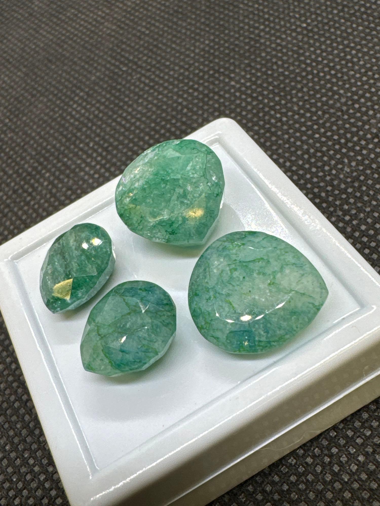 4x Green Pair Cut Emerald Gemstones 28.95Ct