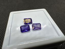 3x Emerald Cut Purple Tourmaline Gemstones 4.45 Ct