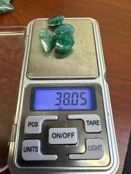 4x Pair Cut Green Emerald Gemstones 38.05 CT