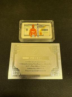 Kobe Bryant Silver Plated Bar With COA