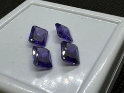 4x Emerald Cut Purple Tourmaline Gemstones 5.95 Ct