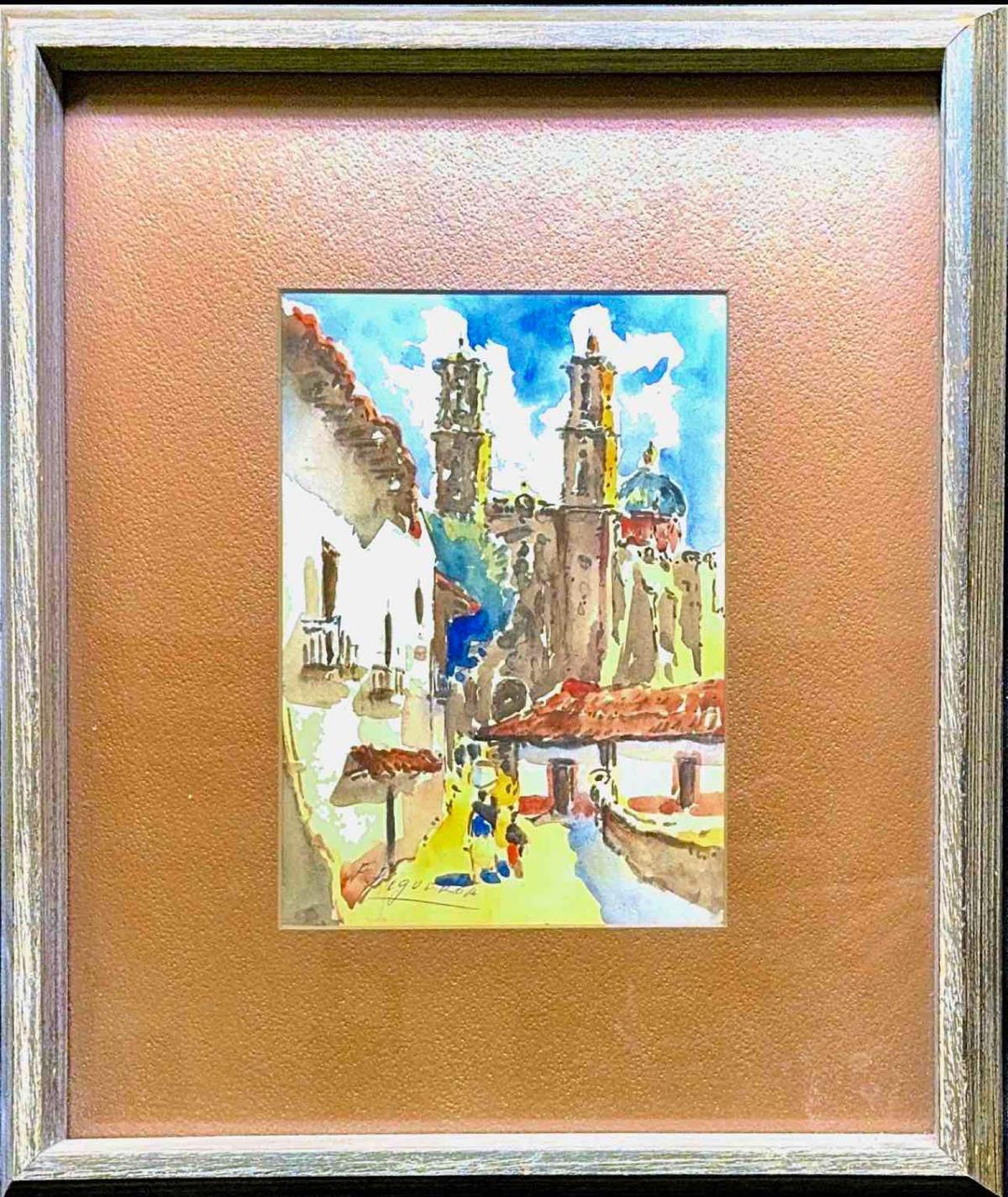 Signed Framed Art of Ethnic City by Fidel Figueroa