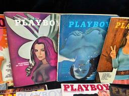 14 Vintage Playboy Magazines and 2 Supplement Books 1960s-1980s Centerfolds