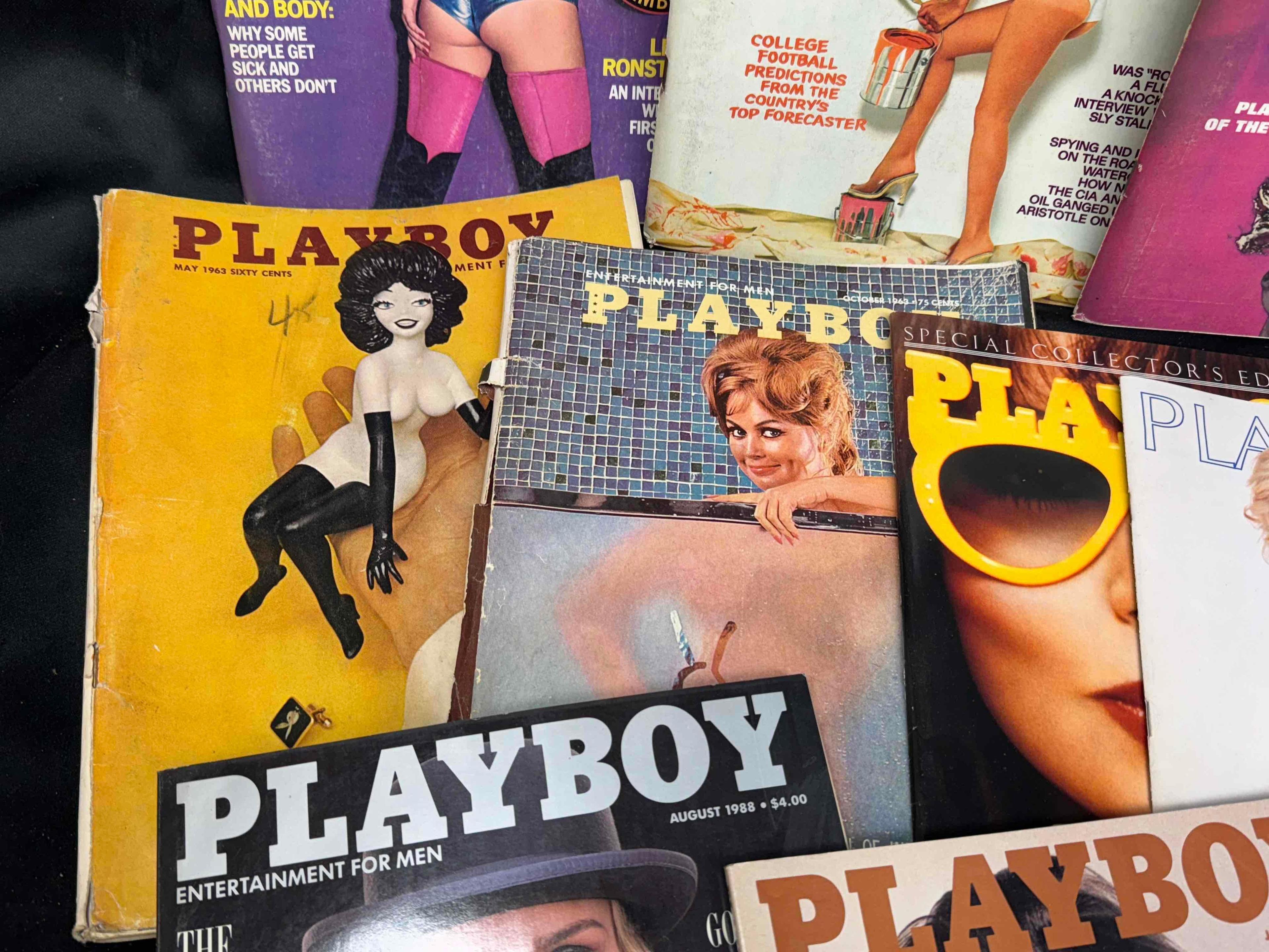 14 Vintage Playboy Magazines and 2 Supplement Books 1960s-1980s Centerfolds
