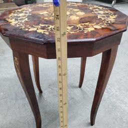 Antique Italian Inlaid Wood Table with Storage