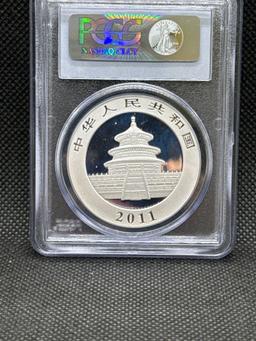 PCGS MS70 China People?s Republic 1 Troy Oz .999 Fine Silver Panda Bullion Coin