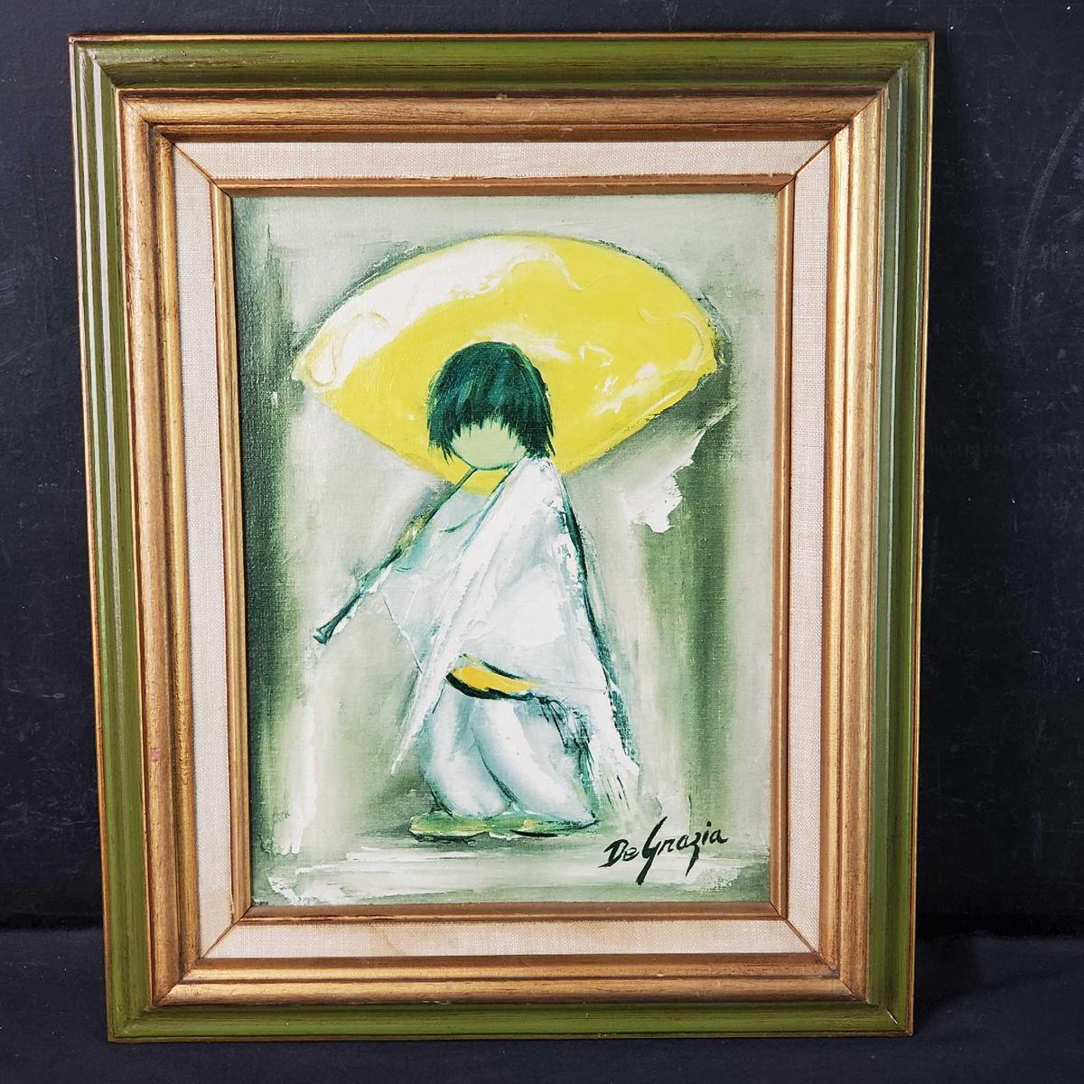 Framed oil/canvas artwork titled Piccolo Pete signed De Grazia