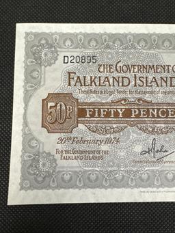 1975 Falkland Island Fifty Pence Banknote