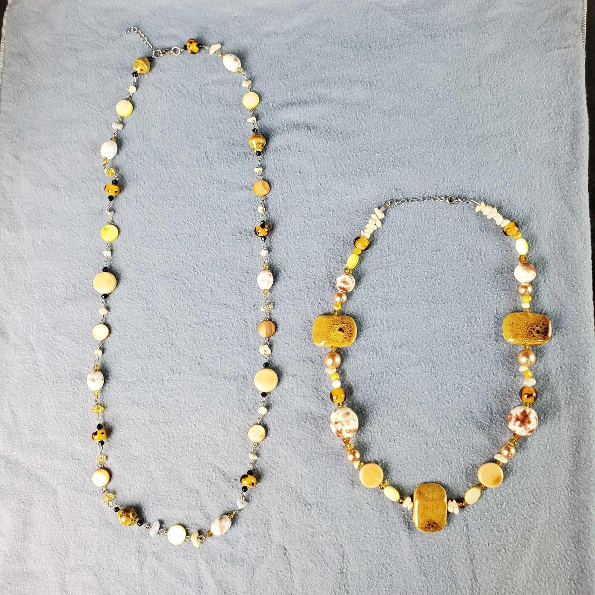 2 unique matching bead/stone necklaces