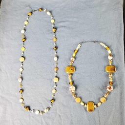 2 unique matching bead/stone necklaces