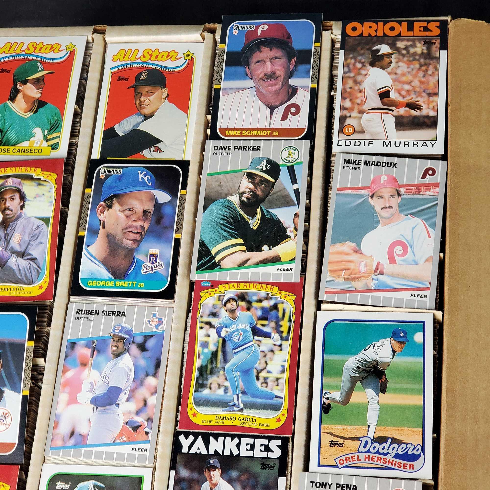 2000 count box 1980s baseball cards Topps Fleer Donruss