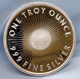 Sunshine Minting 1 Troy Oz .999 Fine Silver Round Coin