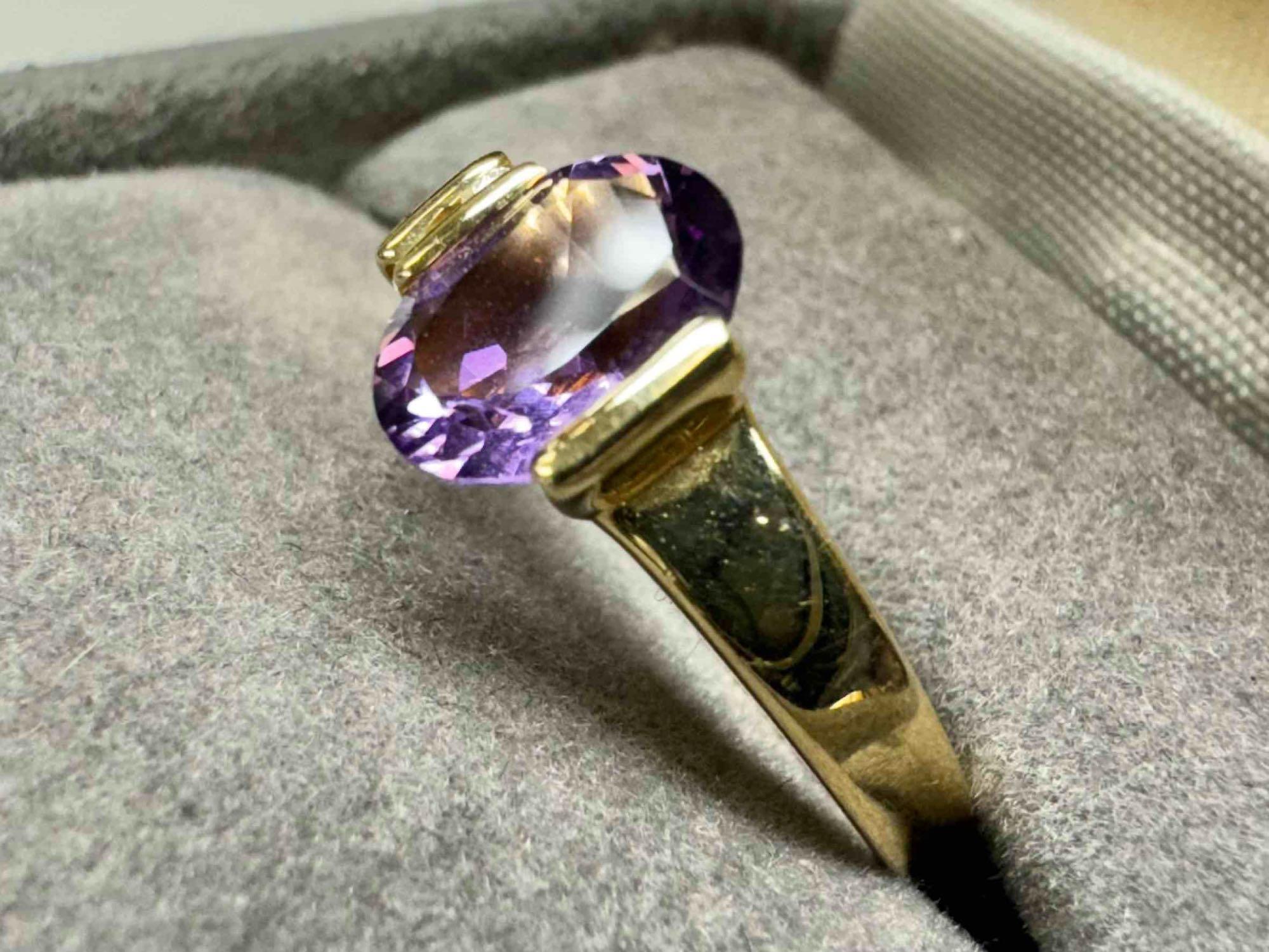 14k Gold Amethyst Ring Size 7 3.59 Grams