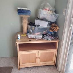 wooden hutch/ca cabinet with contents @ farm