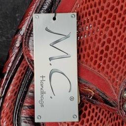 M.C. genuine leTher handbag red/black