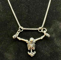 Unique Hanging Skeleton in Shackles Necklace