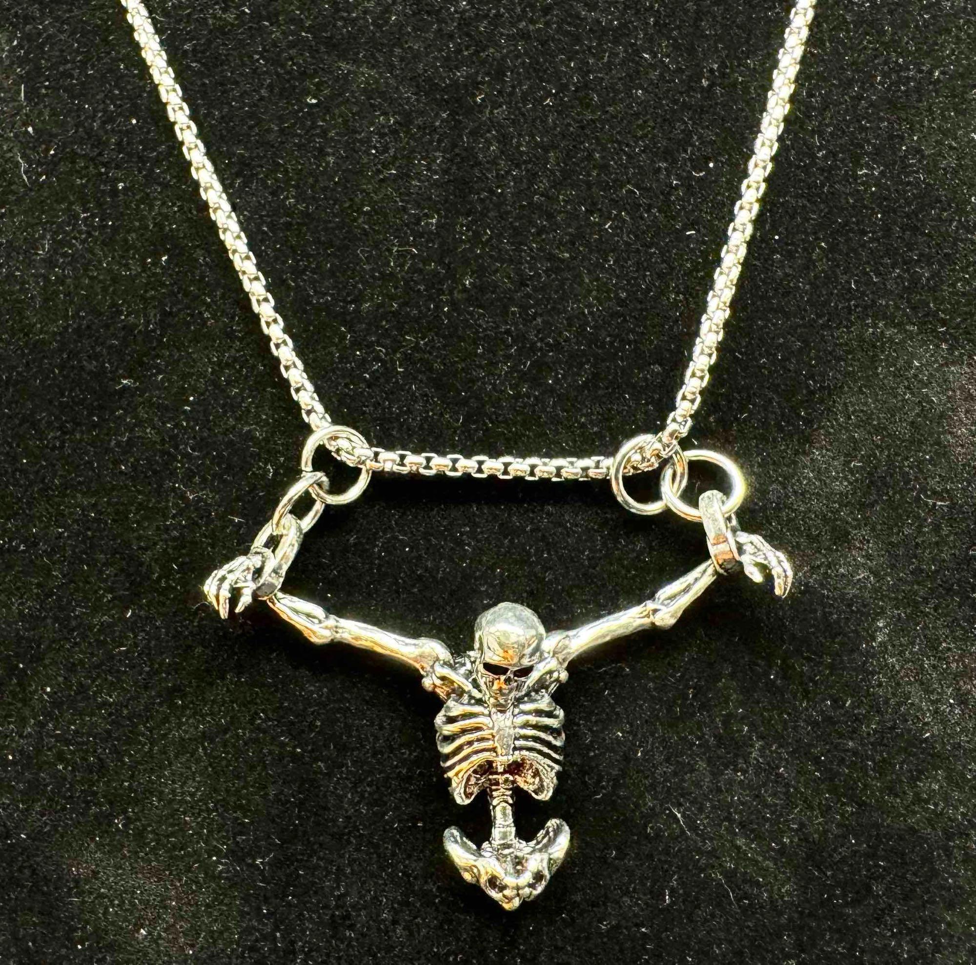 Unique Hanging Skeleton in Shackles Necklace