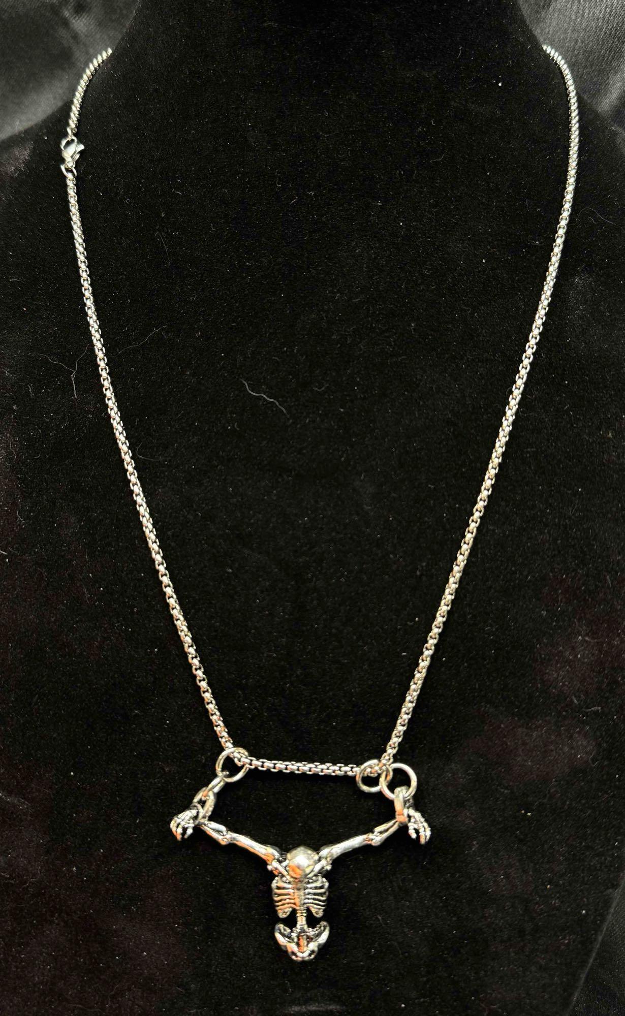 Unique Hanging Skeleton in Shackles Necklace