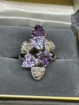 Silver Amethyst Ring 7.97 Grams Size 8.5