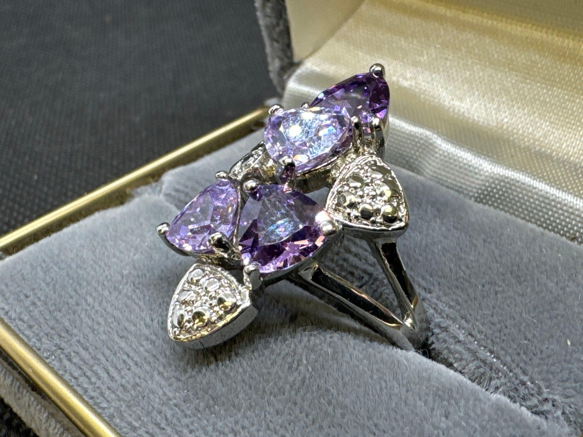 Silver Amethyst Ring 7.97 Grams Size 8.5