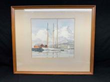 Framed Art Stanley Cookson Boatscape 21x26