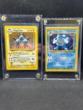 WOTC Base Set Holo Magneton & Poliwrath Pokemon Cards