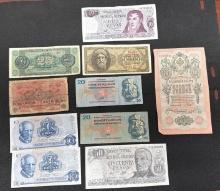 Foreign Bank Notes Norway, Austria, Greece, Argentina, Russia, Czechoslovakia